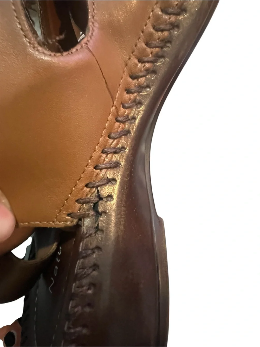 Naturalizer Brown Leather Wedge Sandals Women's Size 8.5 Comfort Stitching